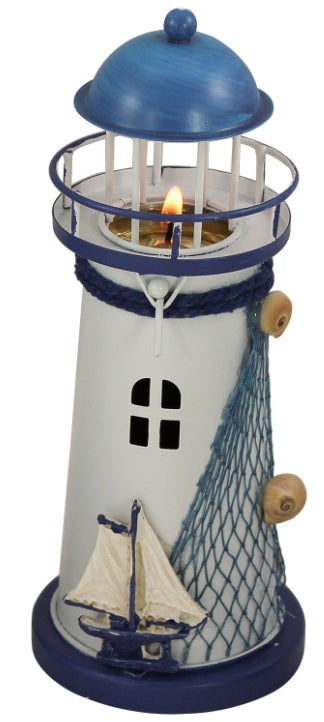 Leuchtturm Teelichthalter Set – maritime Metall Deko in 4 Varianten