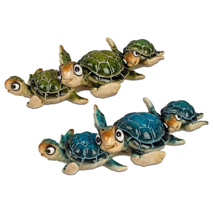 Schildkröten-Familie Dekofigur – Blau