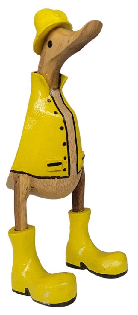 Deko Ente von der Küste – 25 cm – handgefertigte Holzfigur im maritimen Look in Gelb