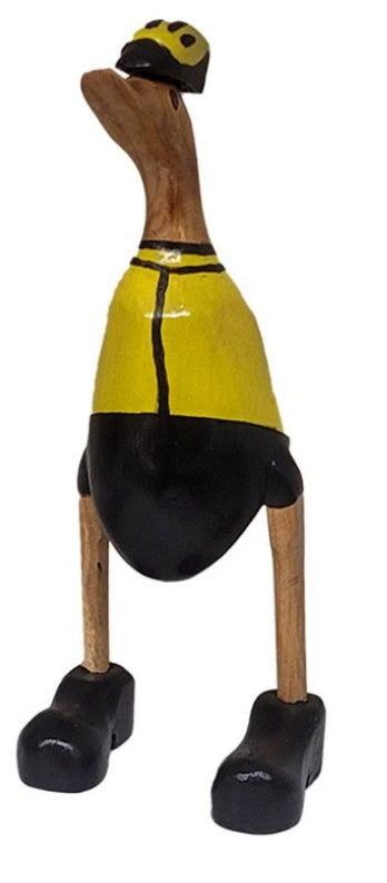 Deko Ente von der Küste – 25 cm – maritime Holzfigur in Gelb Schwarz im sportlichen Küsten Look