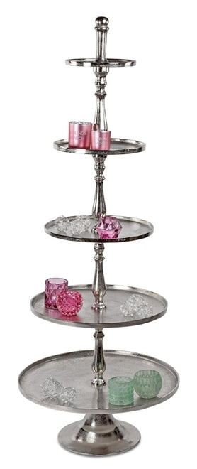 Etagere aus Aluminium 5 Etagen 165 cm Organic Silber