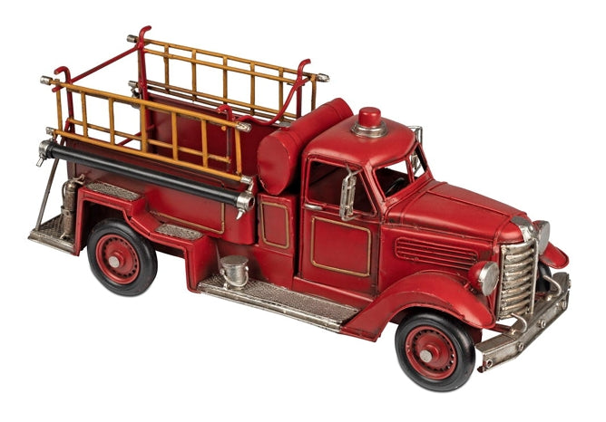 Flaschenhalter Oldtimer Feuerwehrauto aus Metall – nostalgischer Weinflaschenhalter im Vintage Design