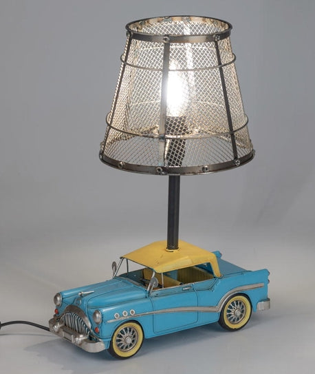 Lampe Auto Blau aus Metall – Vintage Tischlampe mit Oldtimer Design