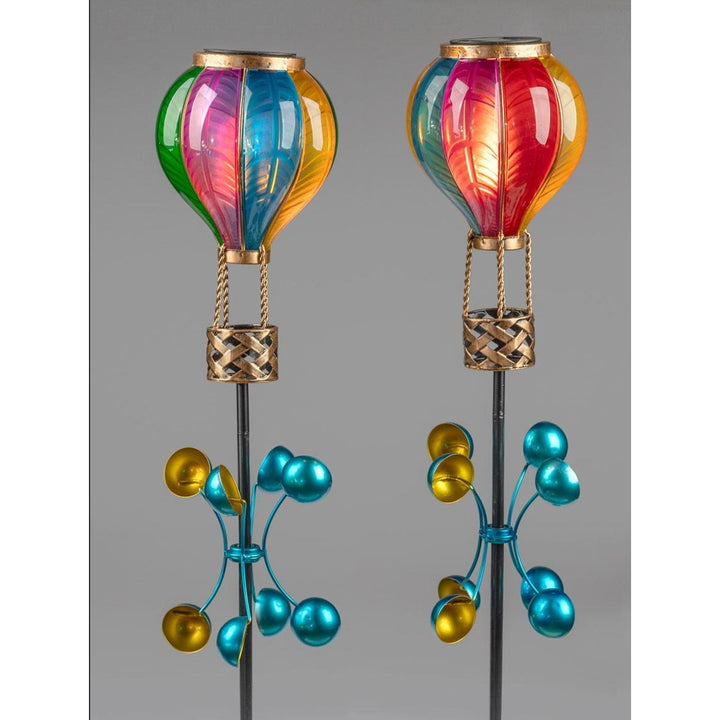 Solar Gartenstecker Ballon mit Windrad – dekoratives Solarlicht mit Flammen Effekt