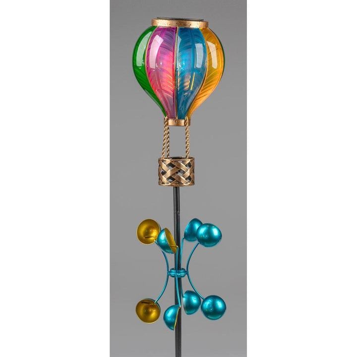 Solar Gartenstecker Ballon mit Windrad – dekoratives Solarlicht mit Flammen Effekt