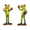 2er-Set Dekofiguren „Frosch mit Burger“ – handbemalt, 8 × 16 cm