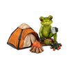 Dekofigur „Frosch mit Zelt“ – handbemalt, 16 cm