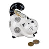 Spardose „Katze“ mit Schloss – weiß-glasiert, 13 × 12 cm