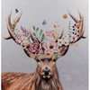 Wandbild „Hirsch mit Blumen“ – 60 × 60 cm, Leinwand mit handbemalten Details