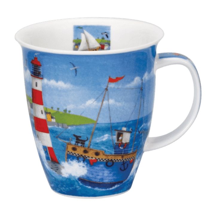 Porzellan-Becher „Ahoy Leuchtturm“ – Nevis Becher aus Bone China mit maritimem Motiv