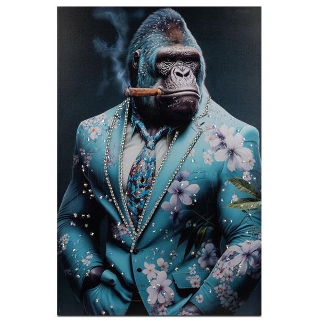Wandbild Gorilla im Anzug – 2er Set Leinwandbilder mit edler Acrylstein Veredelung