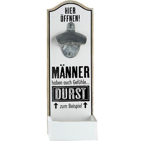 Flaschenöffner Wand „Männer haben auch Gefühle“ – dekorativer Wand Flaschenöffner