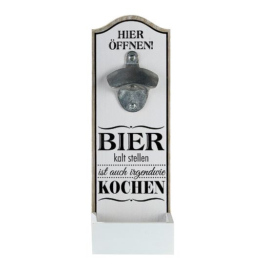 Flaschenöffner Wand „Bier kalt stellen ist auch irgendwie Kochen“ – dekorativer Wand Flaschenöffner