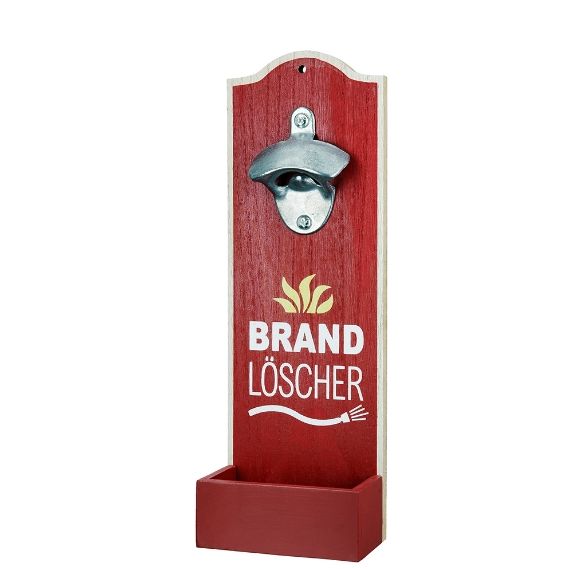 Flaschenöffner Wand „Feuerwehr“ – 2er Set Wand Flaschenöffner mit Auffangschale