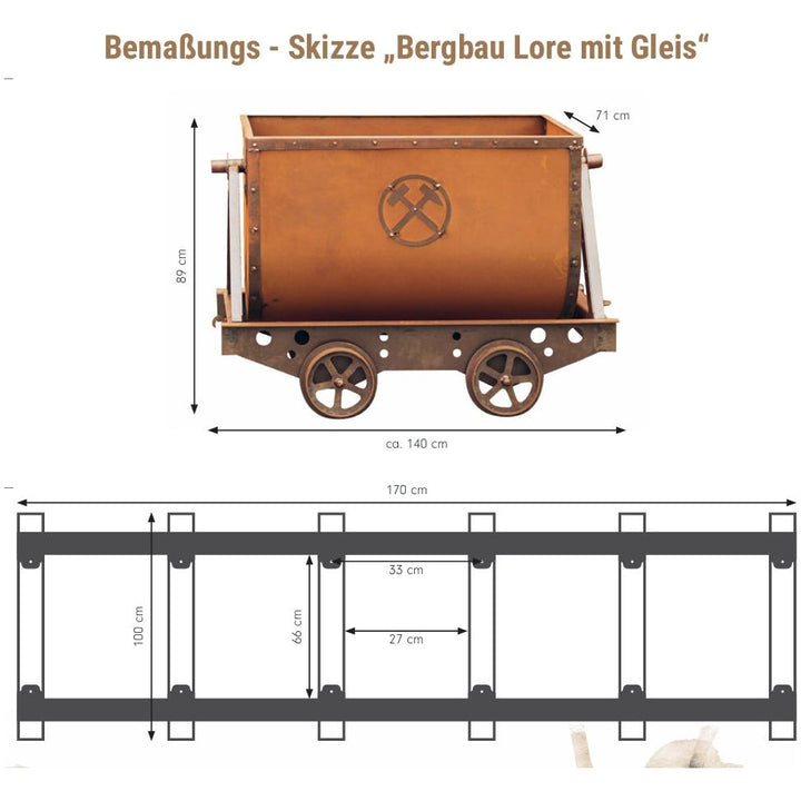Bergbau-Lore mit Gleis
