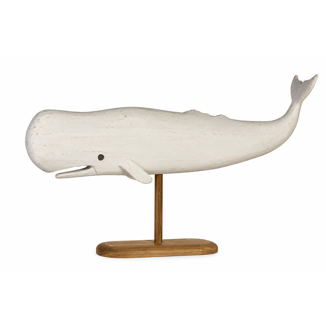 Wal Figur XL Weiß – maritime Dekofigur auf Standfuß