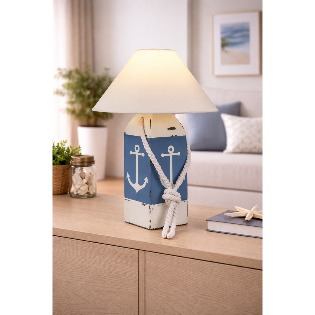 Bojenlampe Anchor blau – dekorative Tischlampe im maritimen Stil