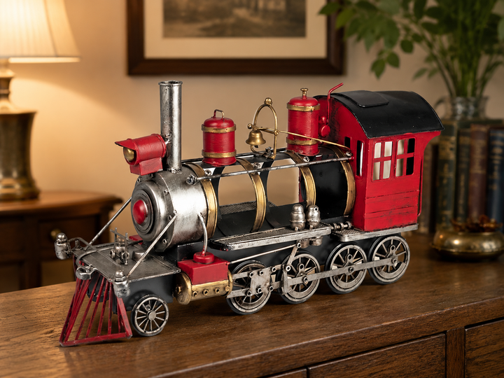 Flaschenhalter Lokomotive aus Metall – dekorativer Weinflaschenhalter im Eisenbahn Design