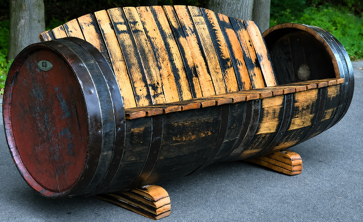 Whisky Bank Lowland XXL aus Eichenholz, rustikale Fass Bank im außergewöhnlichen Design, 150 cm
