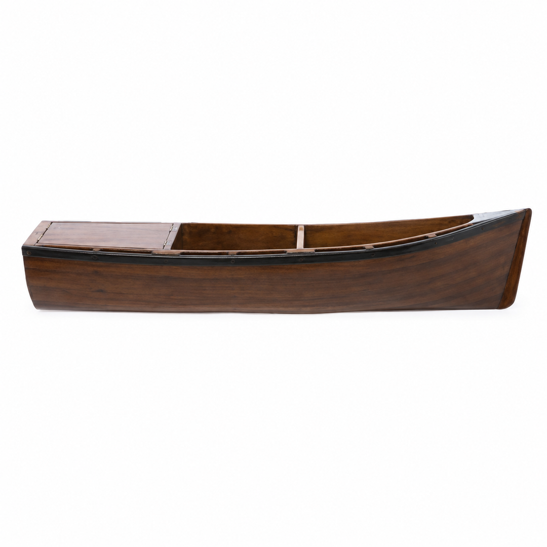 Wandregal Fischerboot aus Holz Dunkelbraun – maritimes Hängeregal mit Fächern, 90 cm