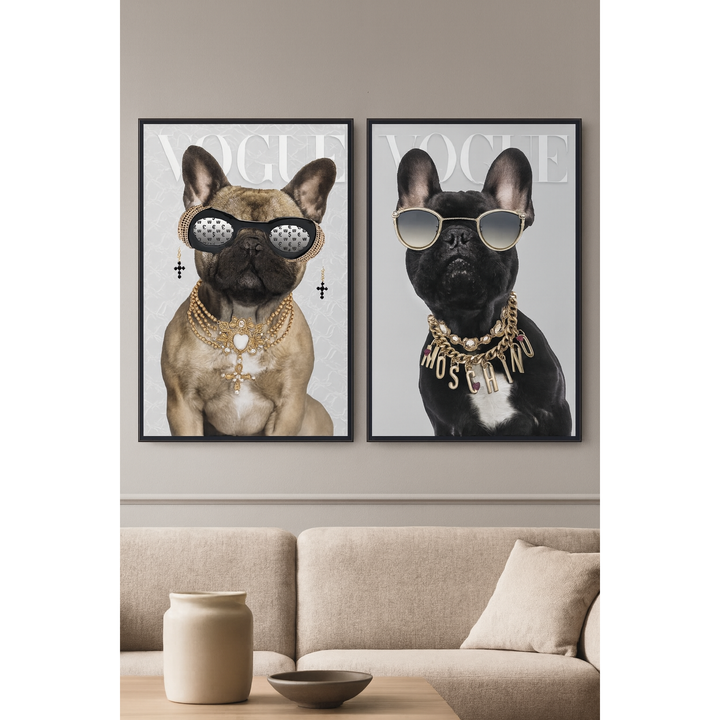 Diamant d`Art Collection Wandbild Bulldogge in 2 Varianten