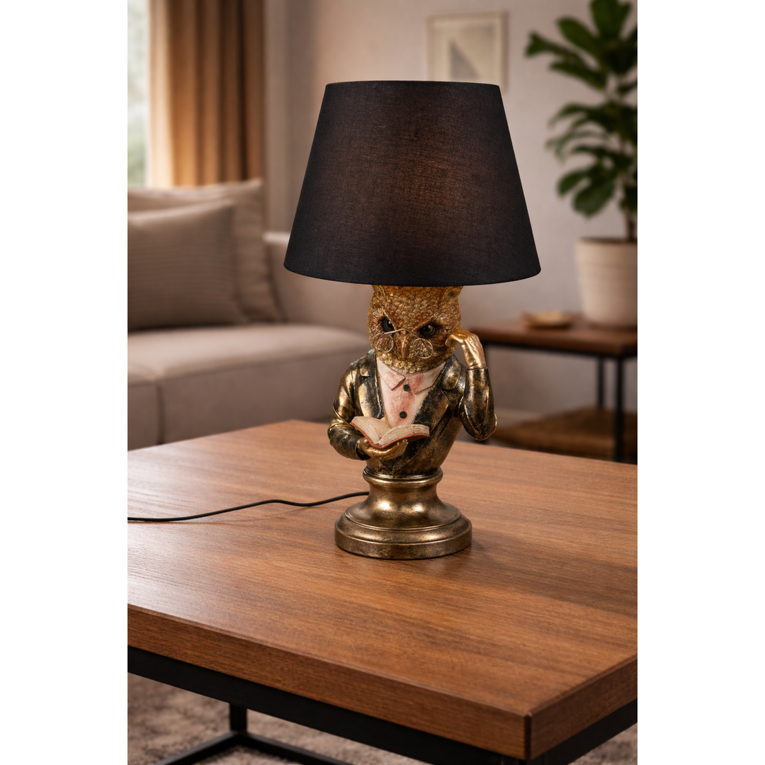 Tischlampe Eule Hedwig mit Anzug