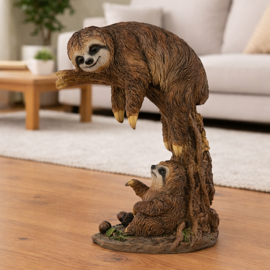 Faultier schlafend groß – dekorative Tierfigur aus Kunstharz in natürlicher Optik
