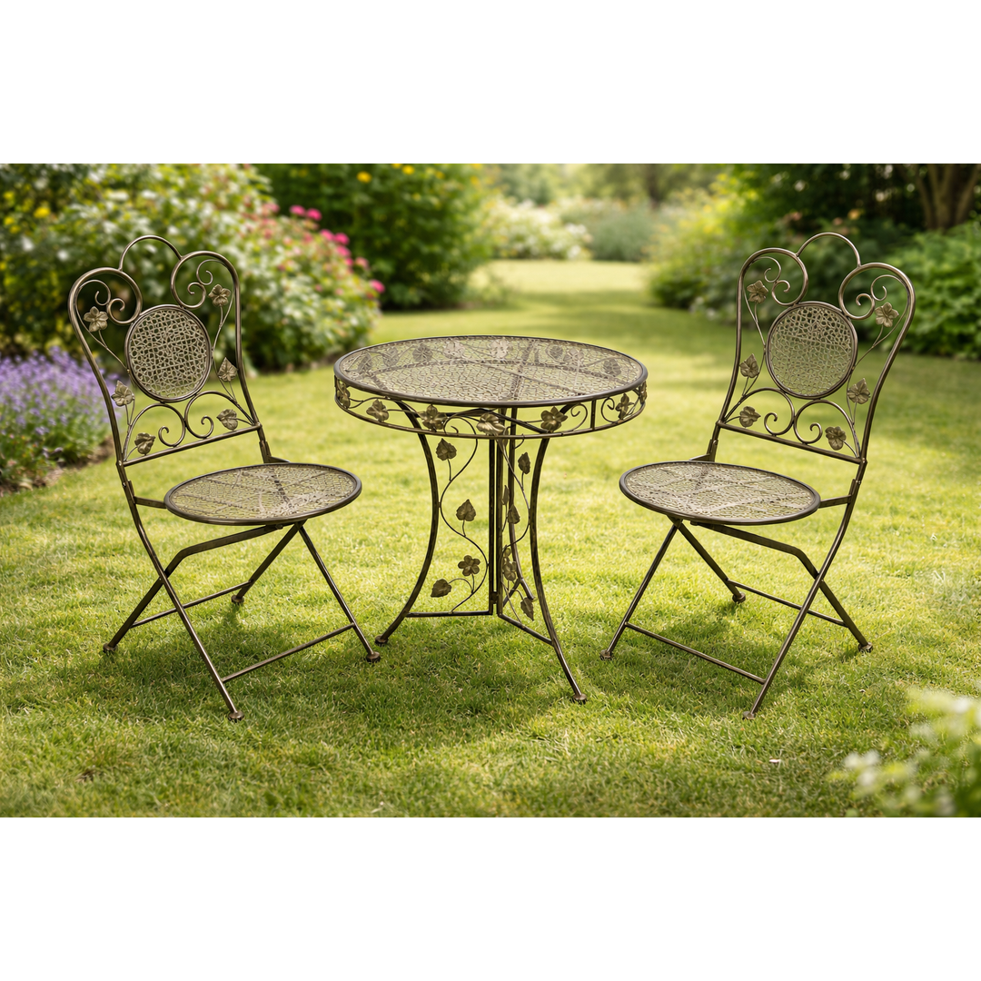 Gartenmöbelset Evergreen 3 teilig aus Metall in Antik Grün