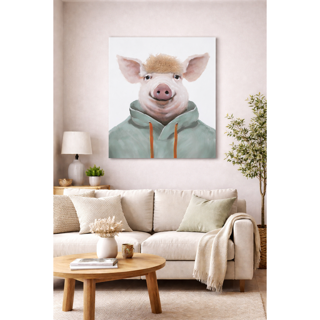 Bild Schwein Art with Real Touch / Leinwandbild mit echtem Haareffekt
