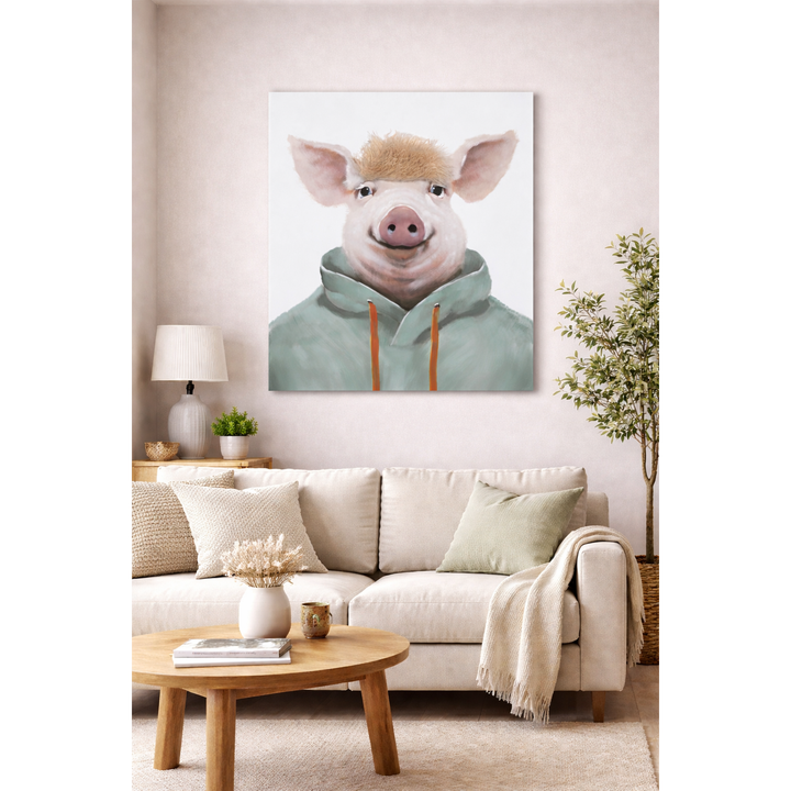 Bild Schwein Art with Real Touch / Leinwandbild mit echtem Haareffekt