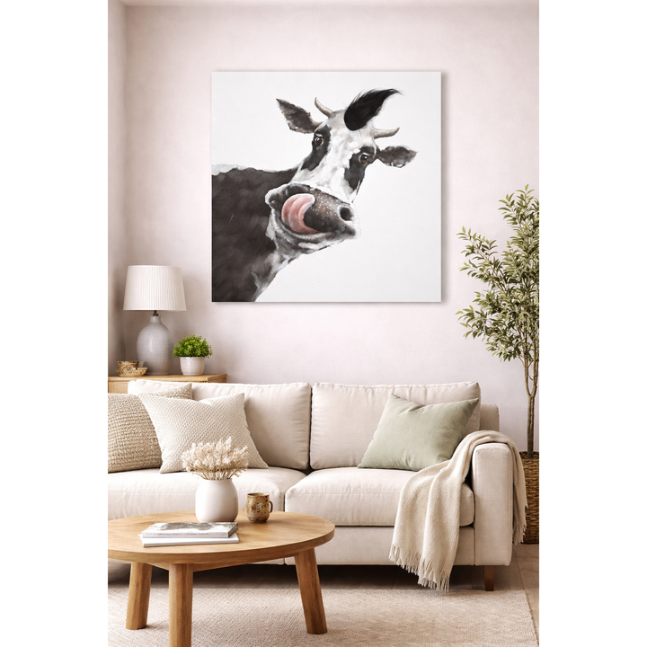 Bild Kuh Art with Real Touch / Leinwandbild mit echtem Haareffekt