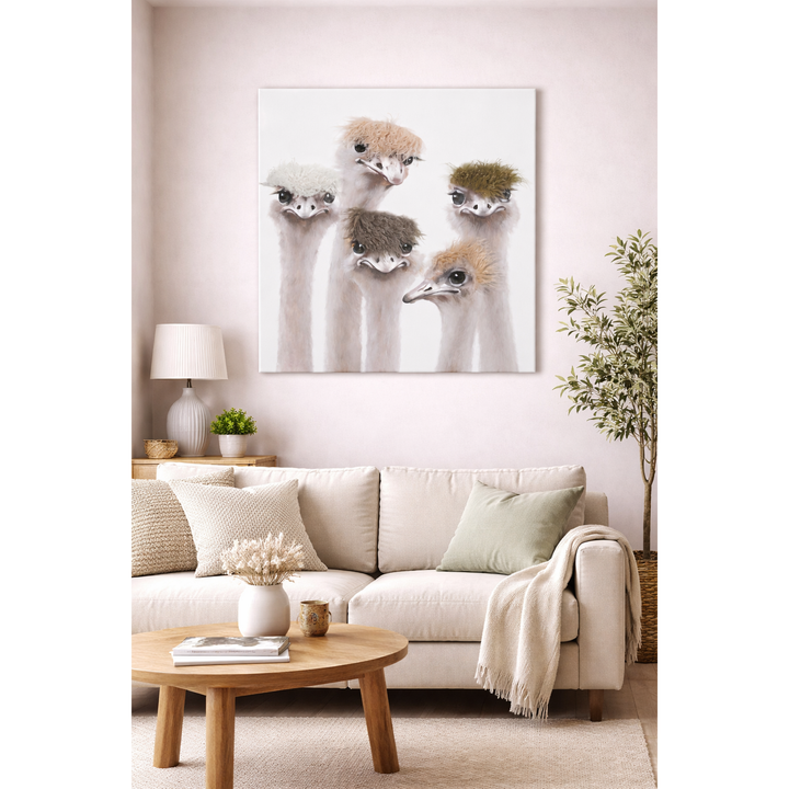 Bild Strauße Art with Real Touch / Leinwandbild mit echtem Haareffekt