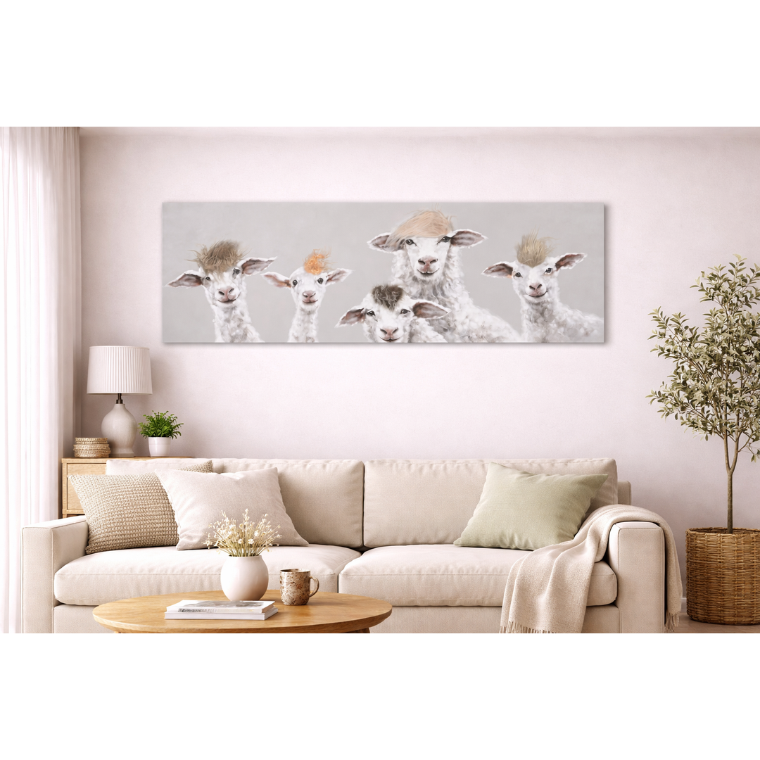 Bild Schafe Art with Real Touch / Leinwandbild mit echtem Haareffekt