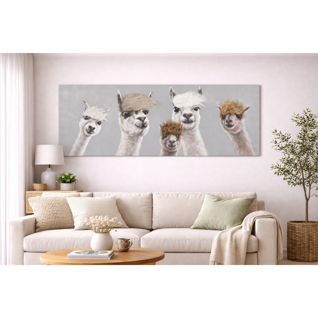 Bild Alpakas Art with Real Touch / Leinwandbild mit echtem Haareffekt