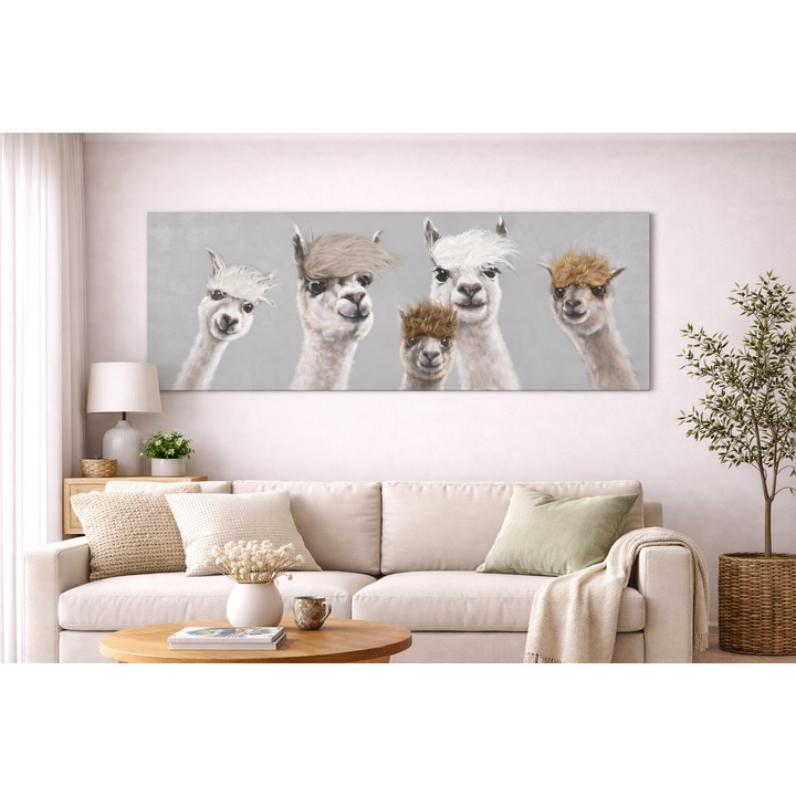 Bild Alpakas Art with Real Touch / Leinwandbild mit echtem Haareffekt