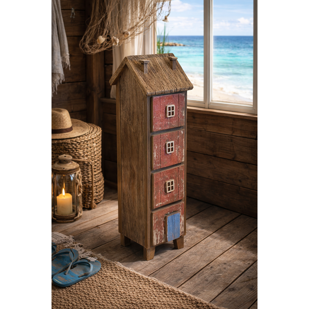 Holz Schubladen Haus Shabby – dekorativer Schubladenschrank im Hausdesign