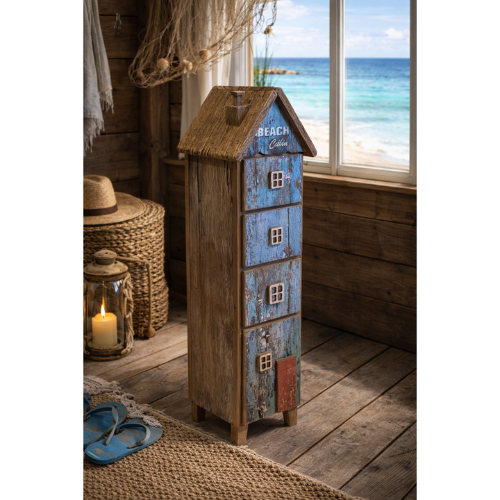 Holz Schubladen Haus Shabby – maritimer Schubladenschrank im Beachhouse Stil