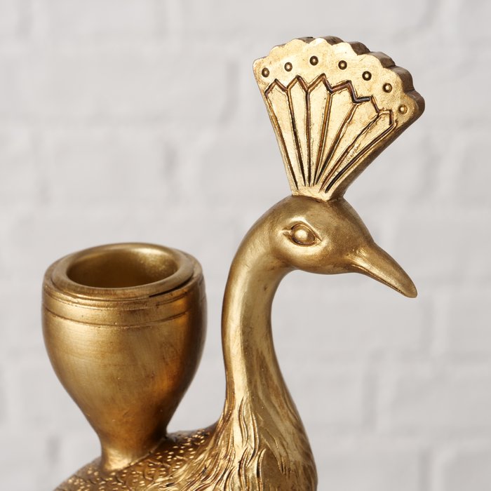 Kerzenleuchter Paon Pfau Gold – dekorativer Kerzenhalter mit Glanz Effekt