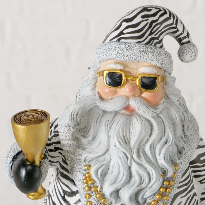 Weihnachtsfigur Santa Zebra aus Kunstharz, handgemalt, 30,5 cm hoch