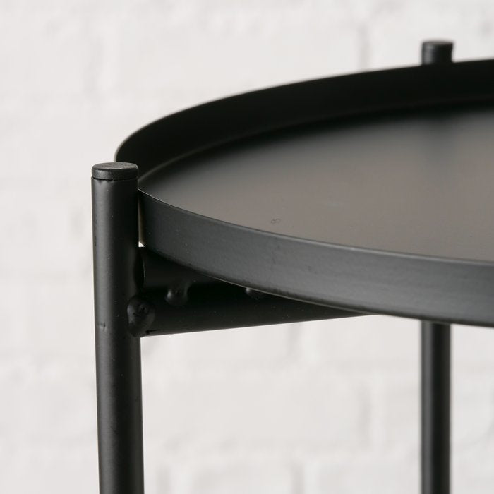 Beistelltisch Ferris – moderner Metall Tisch in Schwarz mit zwei Ebenen