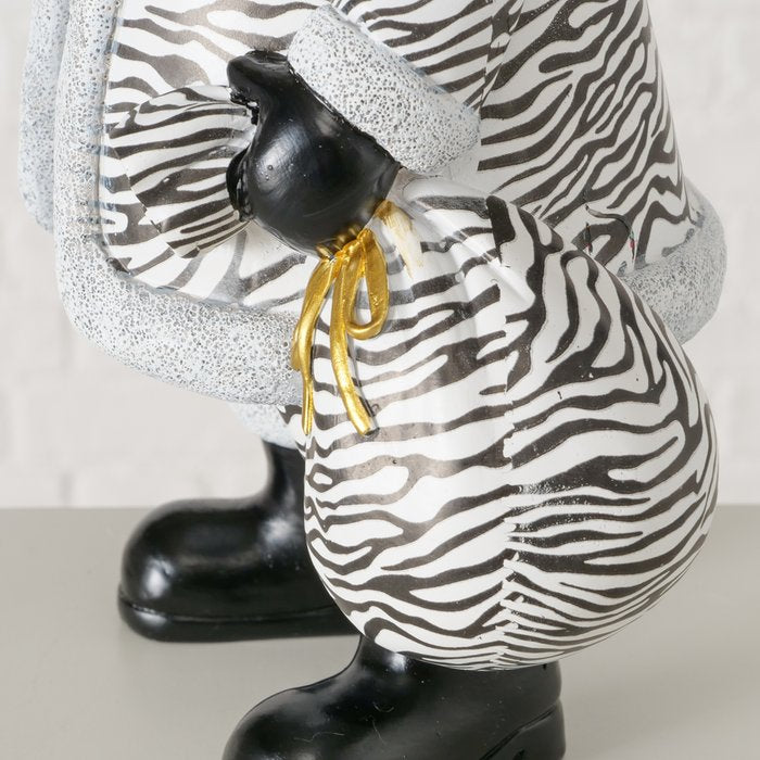 Weihnachtsfigur Santa Zebra aus Kunstharz, handgemalt, 30,5 cm hoch