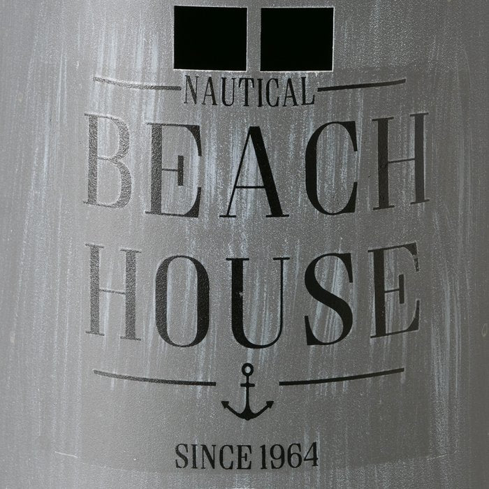 Laterne Nautic Leuchtturm XL Beach House – maritime Laterne aus Metall und Glas in Grau