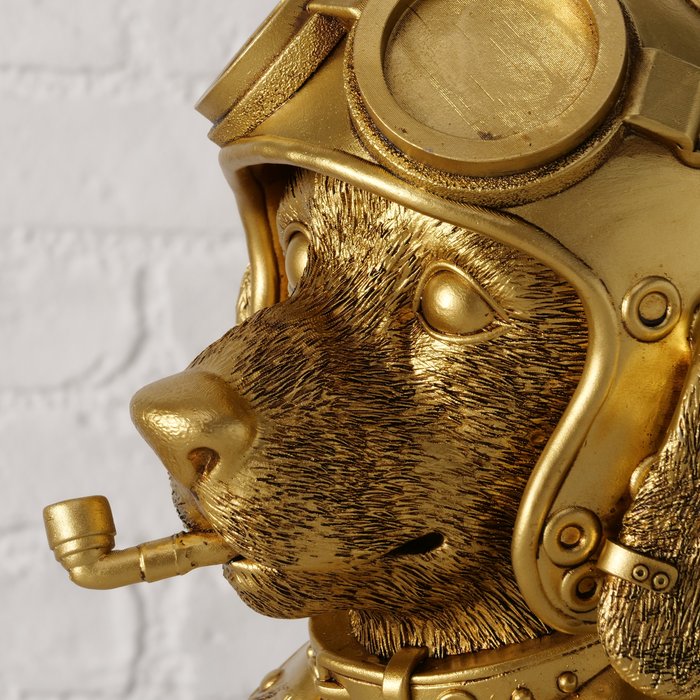 Dekoaufsteller Golden Aviator Dog – stilvolle Hundefigur im Pilotenlook