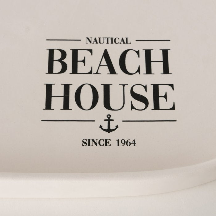 Tablett Nautic Beach House – maritimes Keramik Tablett aus Steingut in Weiß