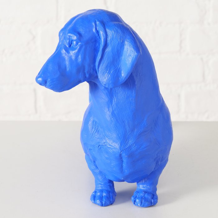 Figur Wuffy – moderner Dackel in elegantem Matt-Blau