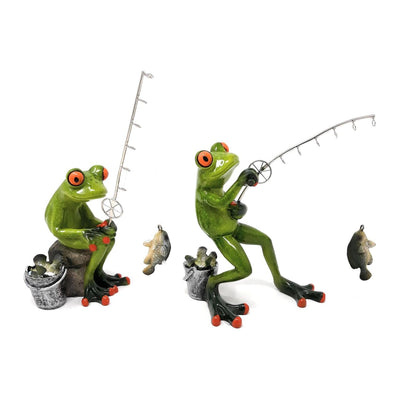 2er Set Dekofiguren Angler Frosch