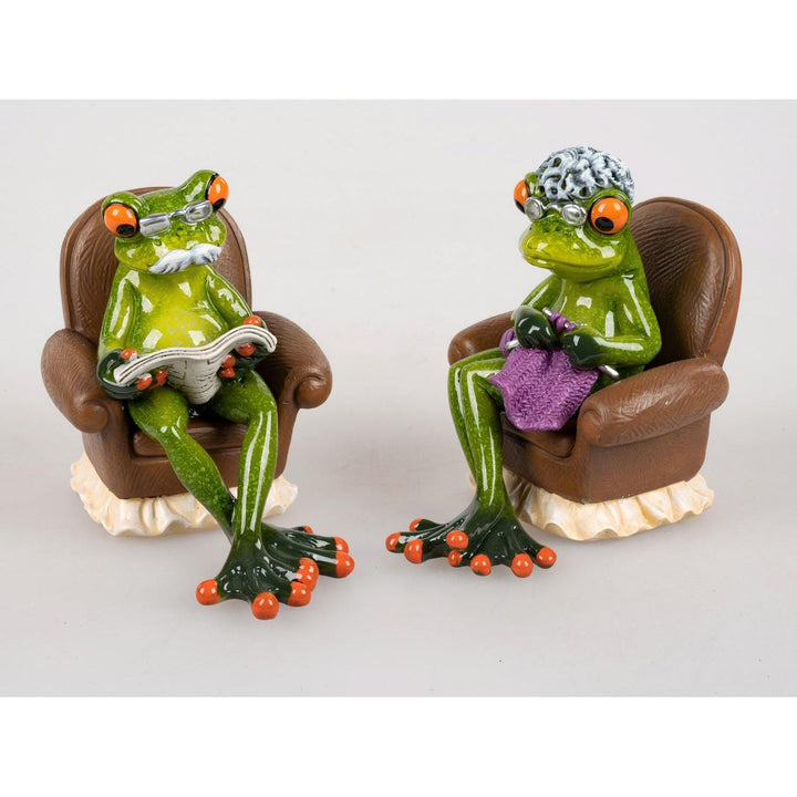 2er Set Froschhausen Frösche Oma &amp; Opa im Sessel