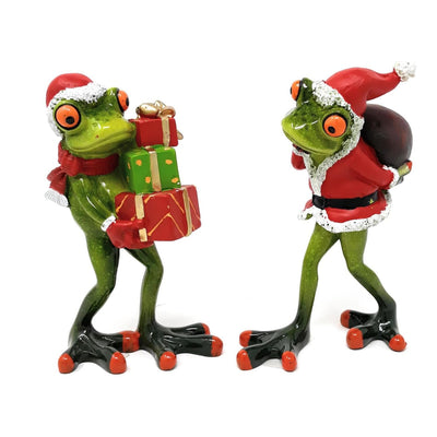 2er Set Figuren Weihnachtsmänner Frösche