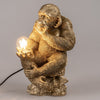 Tischlampe, Leuchte Affe H. 41cm antik gold