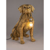 Tischlampe Labrador Hund sitzend H. 52cm antik gold